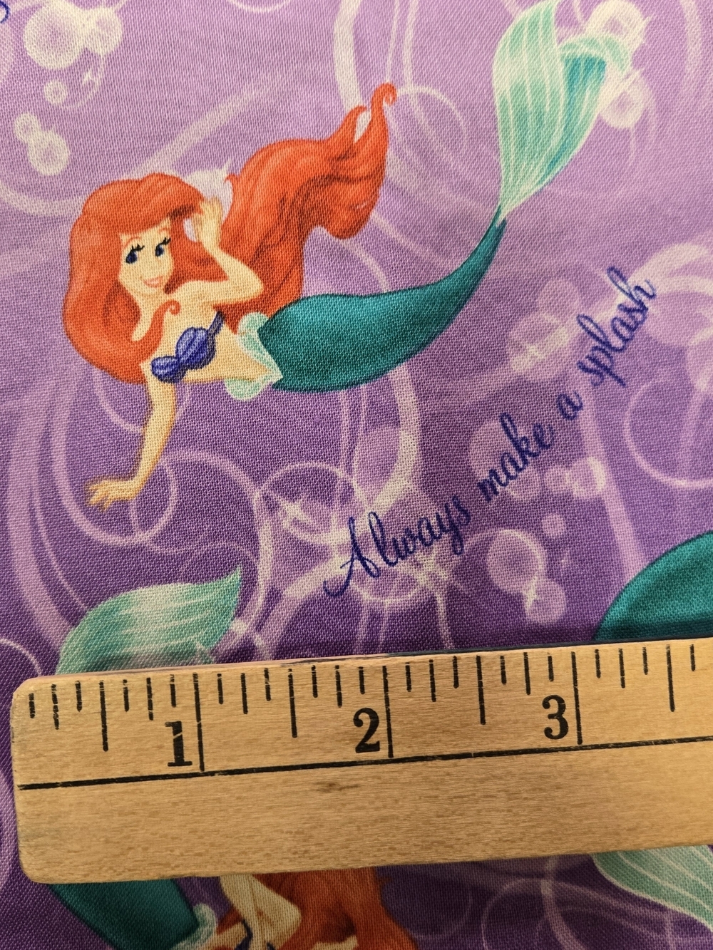 Disney Ariel Always Make a Splash Purple Ombre Cotton Fabric 2 Yards 20" - Picture 7 of 7